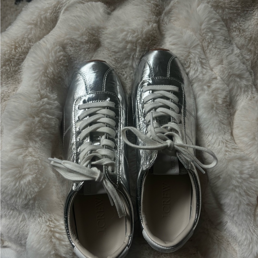 J. Crew Metallic Silver Sneakers - Picture 2 of 5